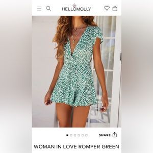 Hello Molly Green Floral Romper